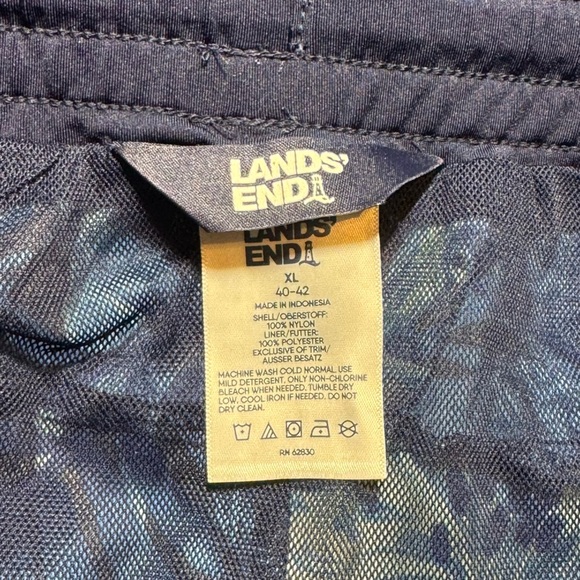 🌻 Land’s End Swim Trunks Mens size XL Blue Tropical Palm Print Pockets Active - Picture 8 of 11